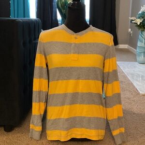 urban pipeline Yellow and Gray Striped Long Sleeve Henley